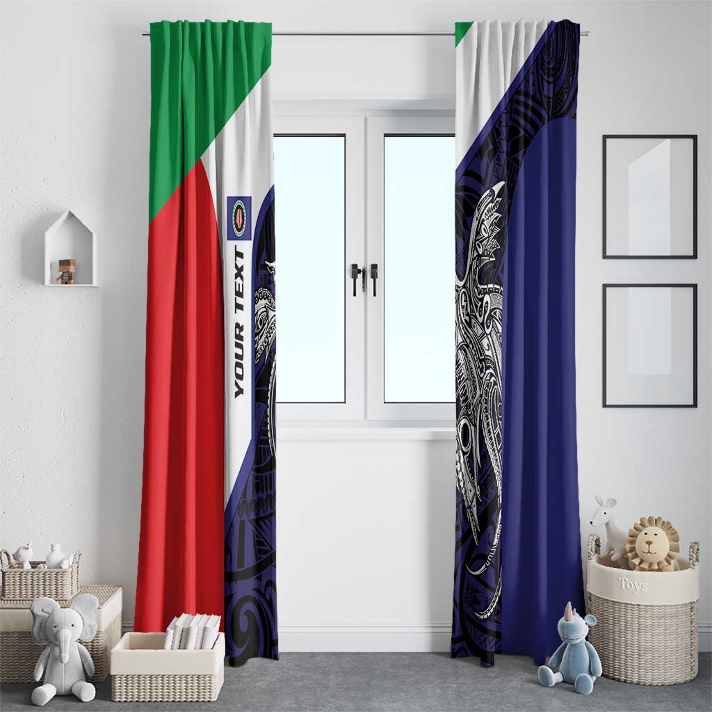 Personalised PNG Bougainville Window Curtain Bird of Paradise Tattoo Flag Motif - Polynesian Pride