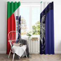 Personalised PNG Bougainville Window Curtain Bird of Paradise Tattoo Flag Motif - Polynesian Pride