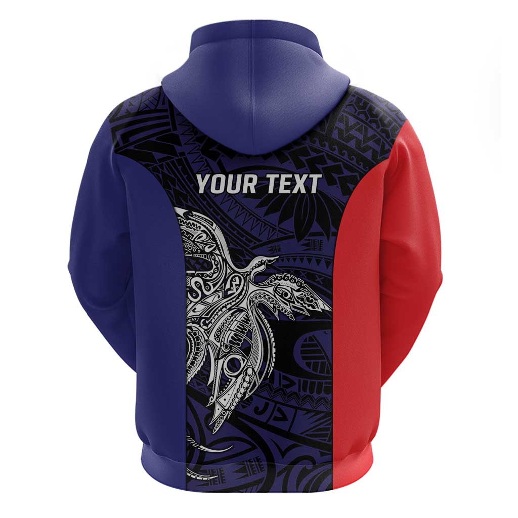Personalised PNG Bougainville Zip Hoodie Bird of Paradise Tattoo Flag Motif LT9 - Polynesian Pride