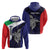 Personalised PNG Bougainville Zip Hoodie Bird of Paradise Tattoo Flag Motif - Polynesian Pride