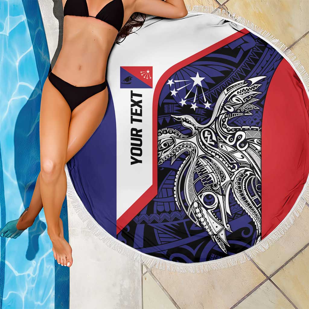 Personalised PNG Central Province Beach Blanket Bird of Paradise Tattoo Flag Motif - Polynesian Pride