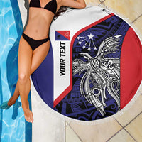 Personalised PNG Central Province Beach Blanket Bird of Paradise Tattoo Flag Motif - Polynesian Pride
