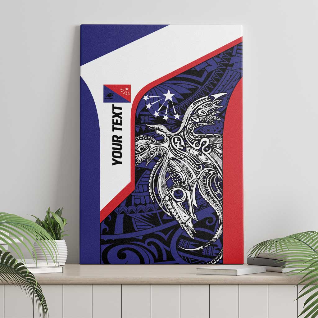 Personalised PNG Central Province Canvas Wall Art Bird of Paradise Tattoo Flag Motif - Polynesian Pride