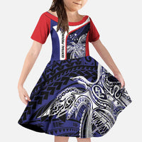 Personalised PNG Central Province Family Matching Off Shoulder Maxi Dress and Hawaiian Shirt Bird of Paradise Tattoo Flag Motif - Polynesian Pride