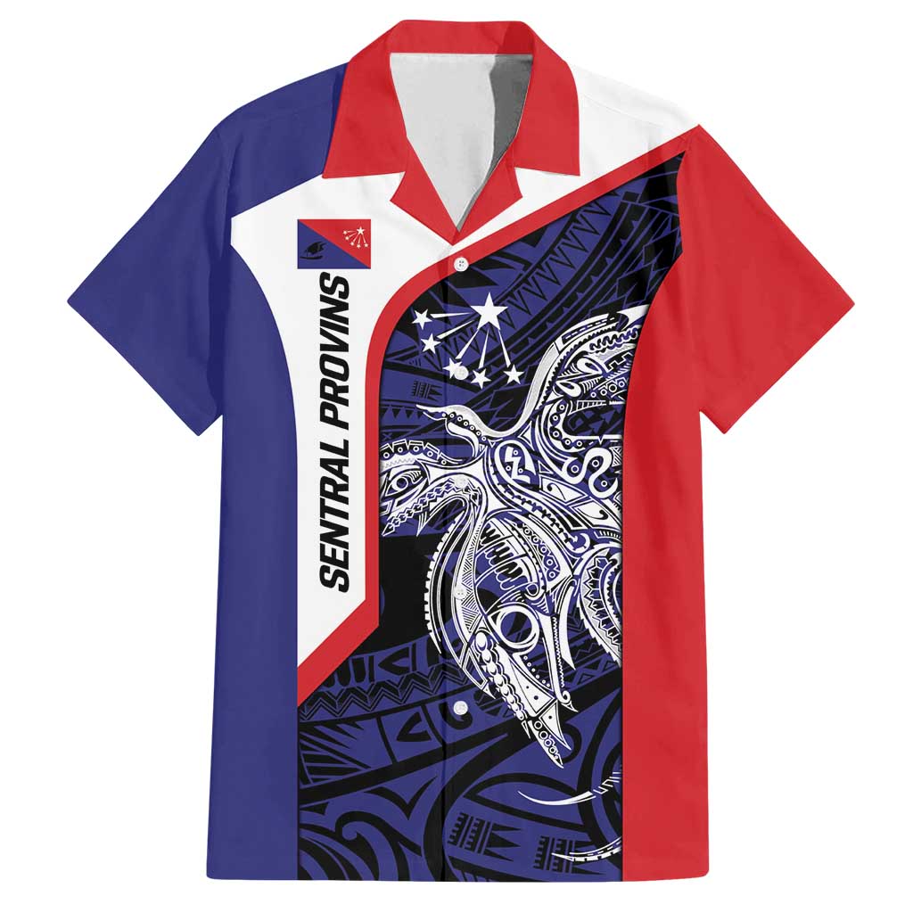 Personalised PNG Central Province Family Matching Puletasi and Hawaiian Shirt Bird of Paradise Tattoo Flag Motif - Polynesian Pride