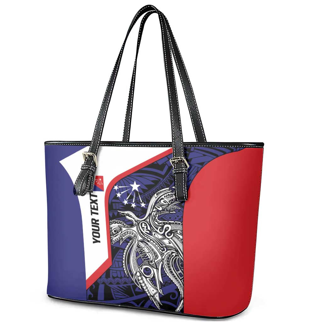 Personalised PNG Central Province Leather Tote Bag Bird of Paradise Tattoo Flag Motif LT9 - Polynesian Pride