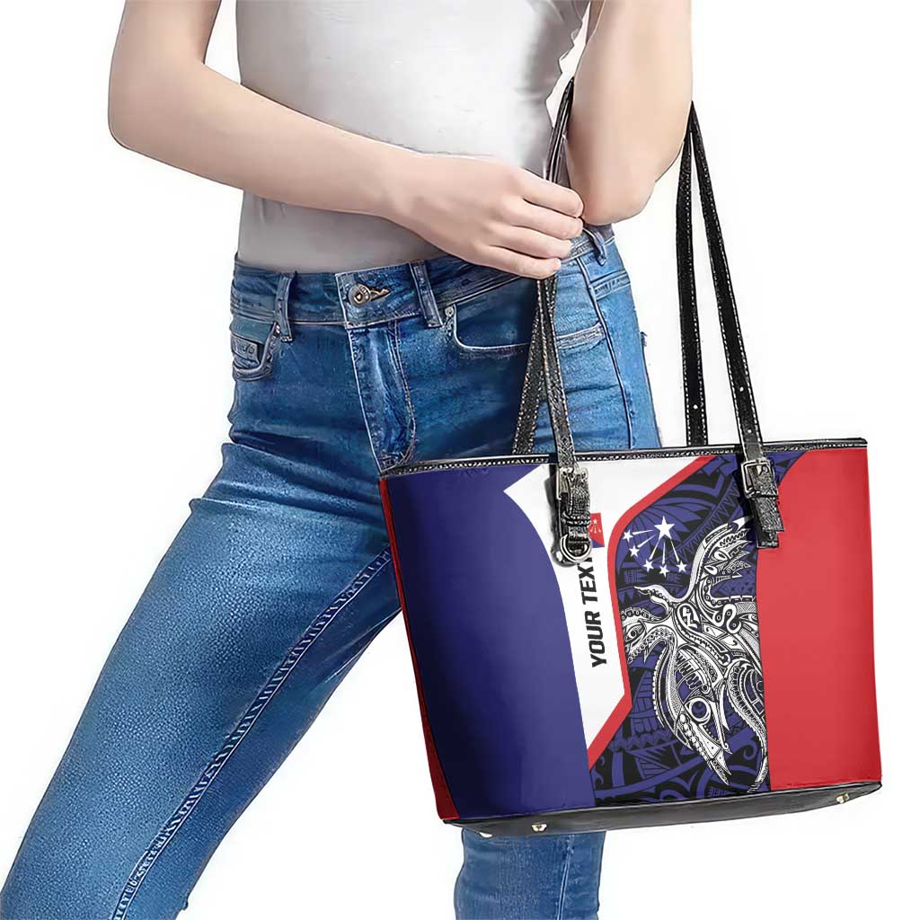 Personalised PNG Central Province Leather Tote Bag Bird of Paradise Tattoo Flag Motif LT9 - Polynesian Pride