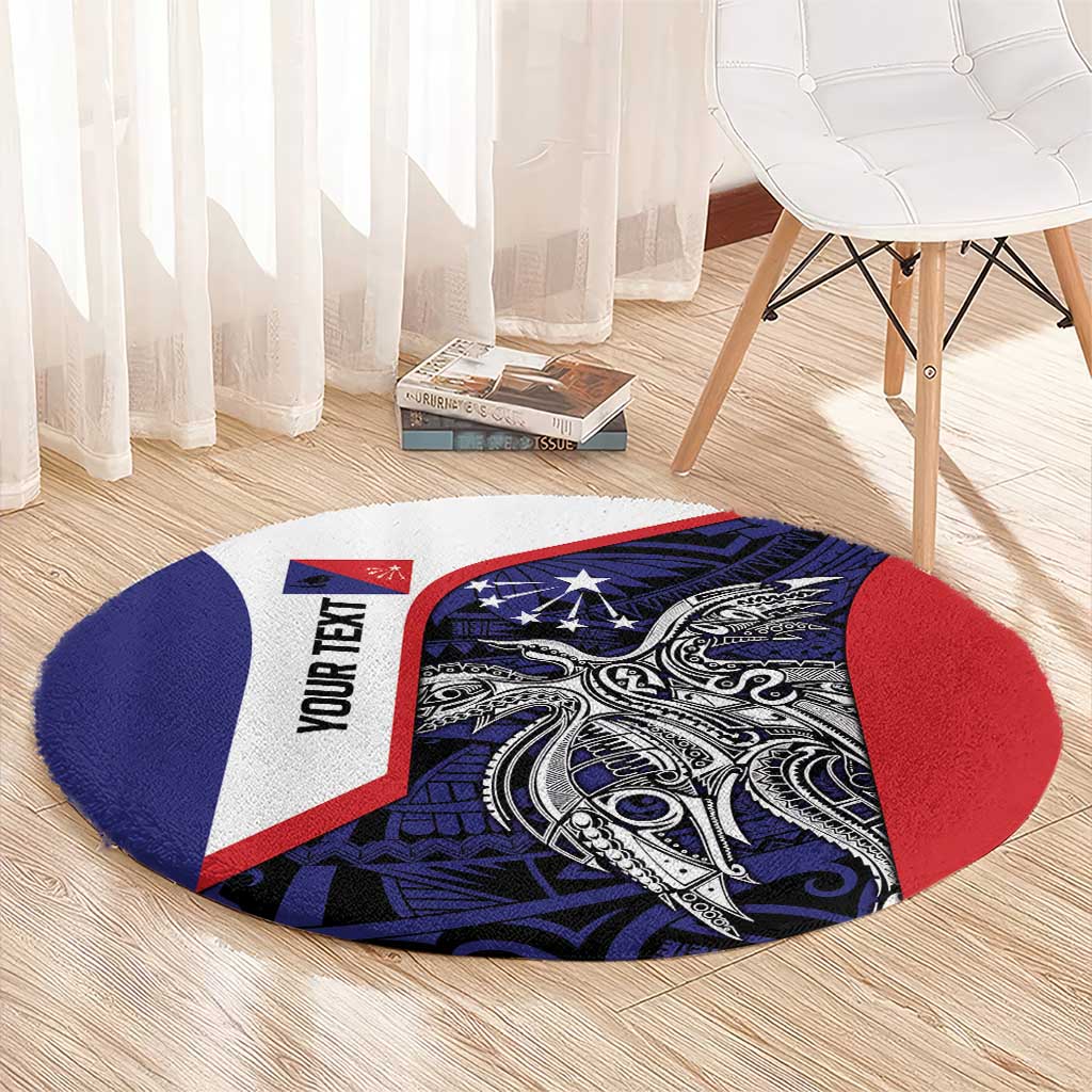 Personalised PNG Central Province Round Carpet Bird of Paradise Tattoo Flag Motif - Polynesian Pride