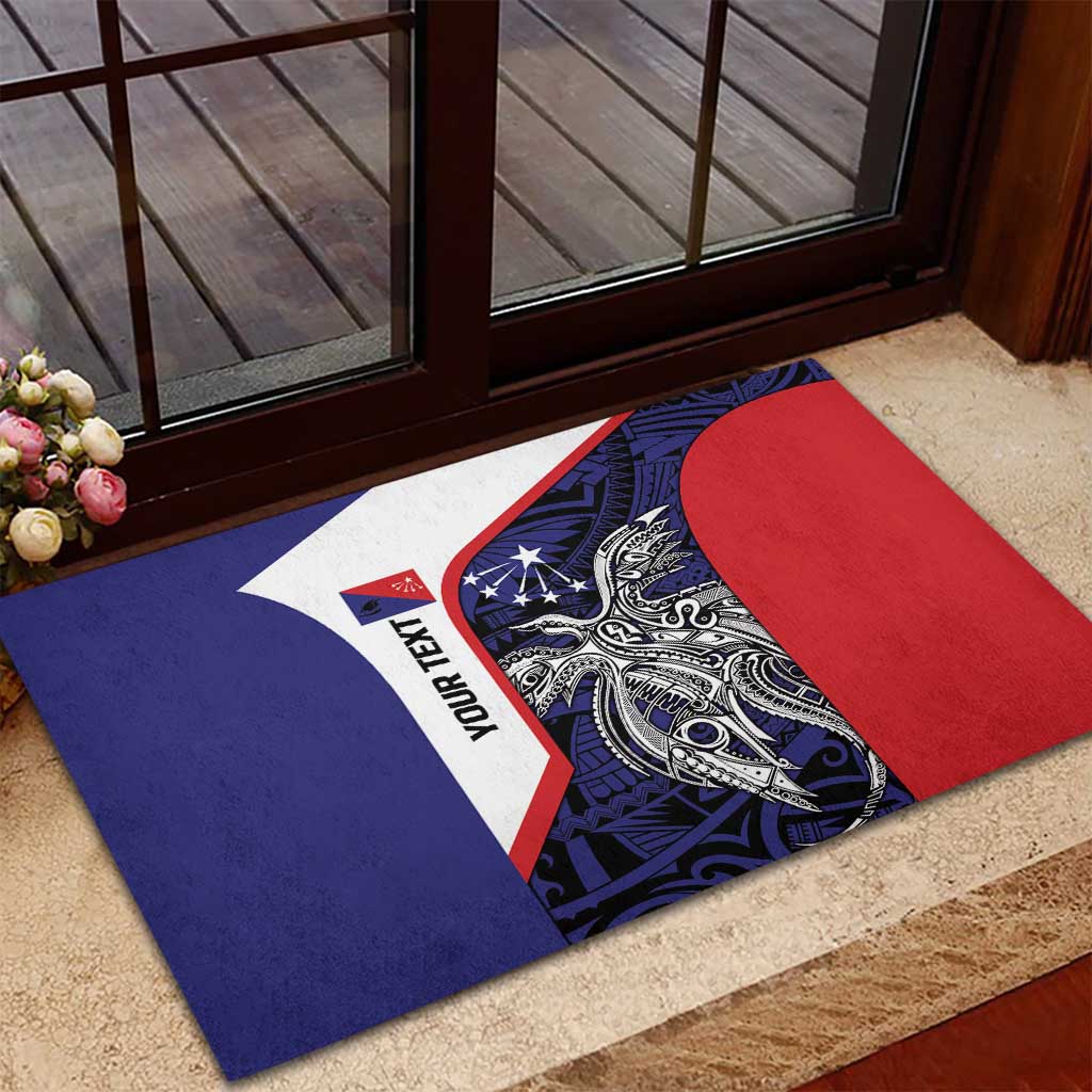 Personalised PNG Central Province Rubber Doormat Bird of Paradise Tattoo Flag Motif - Polynesian Pride