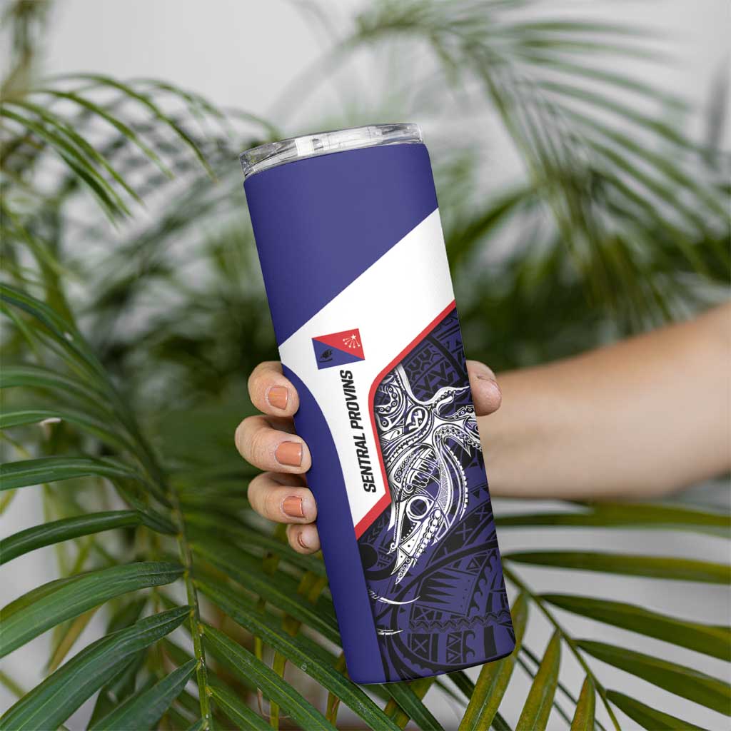 Personalised PNG Central Province Skinny Tumbler Bird of Paradise Tattoo Flag Motif - Polynesian Pride
