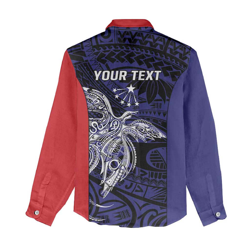 Personalised PNG Central Province Women Casual Shirt Bird of Paradise Tattoo Flag Motif LT9 - Polynesian Pride