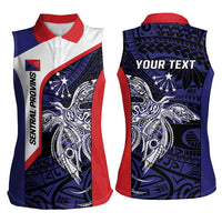Personalised PNG Central Province Women Sleeveless Polo Shirt Bird of Paradise Tattoo Flag Motif - Polynesian Pride