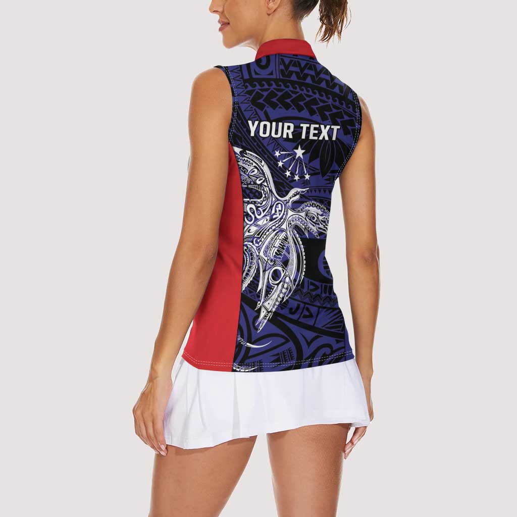 Personalised PNG Central Province Women Sleeveless Polo Shirt Bird of Paradise Tattoo Flag Motif - Polynesian Pride