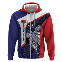 Personalised PNG Central Province Zip Hoodie Bird of Paradise Tattoo Flag Motif LT9 Zip Hoodie Blue - Polynesian Pride