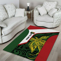 Personalised PNG Chimbu Province Area Rug Bird of Paradise Tattoo Flag Motif - Polynesian Pride