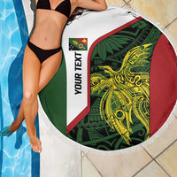 Personalised PNG Chimbu Province Beach Blanket Bird of Paradise Tattoo Flag Motif - Polynesian Pride