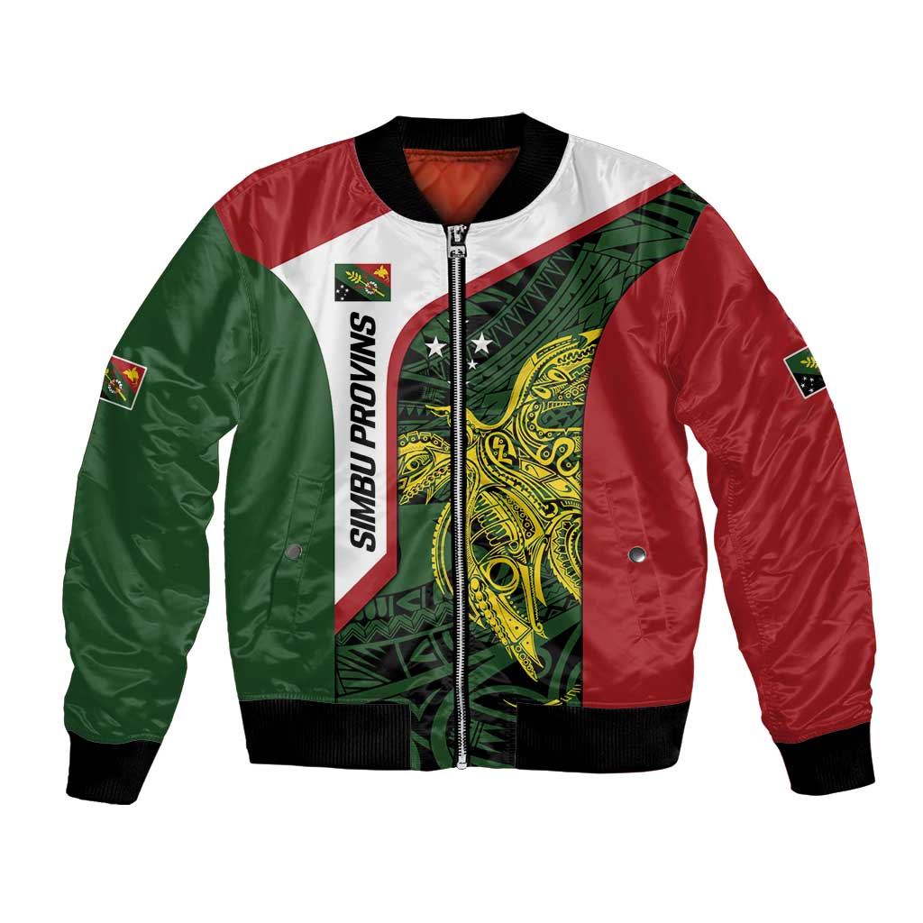 Personalised PNG Chimbu Province Bomber Jacket Bird of Paradise Tattoo Flag Motif - Polynesian Pride