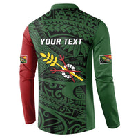 Personalised PNG Chimbu Province Button Sweatshirt Bird of Paradise Tattoo Flag Motif - Polynesian Pride