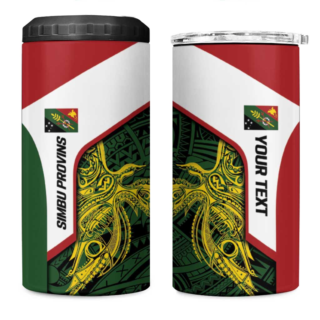 Personalised PNG Chimbu Province 4 in 1 Can Cooler Tumbler Bird of Paradise Tattoo Flag Motif - Polynesian Pride