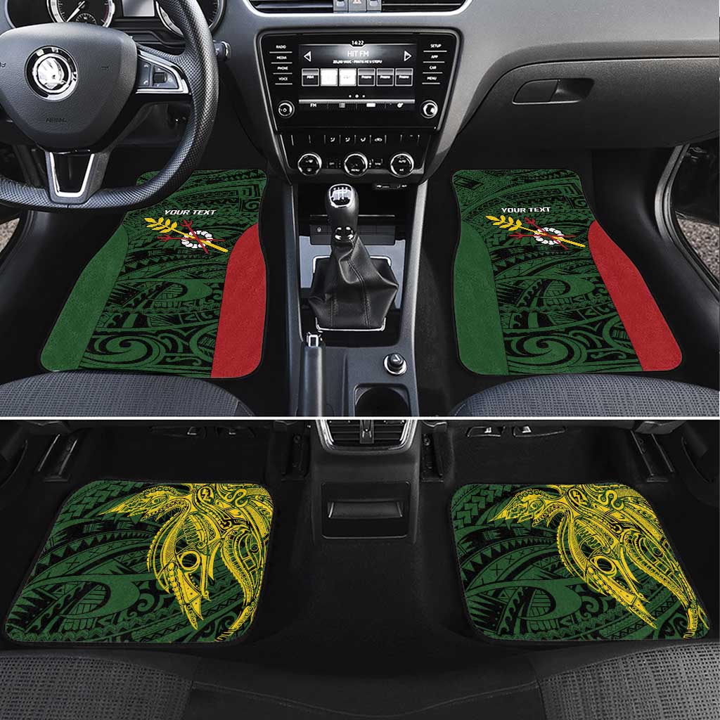 Personalised PNG Chimbu Province Car Mats Bird of Paradise Tattoo Flag Motif - Polynesian Pride