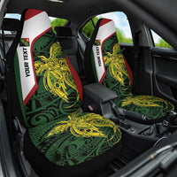 Personalised PNG Chimbu Province Car Seat Cover Bird of Paradise Tattoo Flag Motif LT9 One Size Red - Polynesian Pride