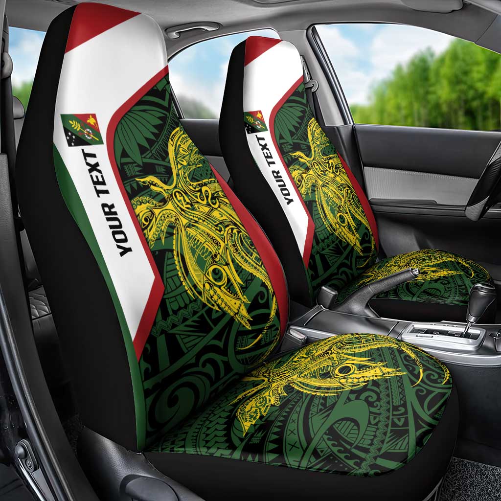 Personalised PNG Chimbu Province Car Seat Cover Bird of Paradise Tattoo Flag Motif LT9 - Polynesian Pride