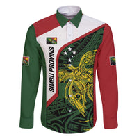 Personalised PNG Chimbu Province Family Matching Off The Shoulder Long Sleeve Dress and Hawaiian Shirt Bird of Paradise Tattoo Flag Motif - Polynesian Pride