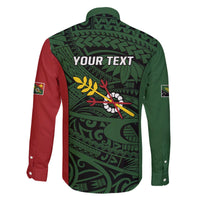 Personalised PNG Chimbu Province Family Matching Off The Shoulder Long Sleeve Dress and Hawaiian Shirt Bird of Paradise Tattoo Flag Motif - Polynesian Pride