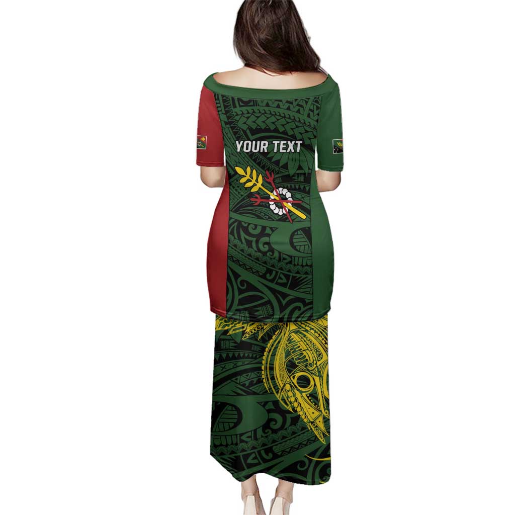 Personalised PNG Chimbu Province Family Matching Puletasi and Hawaiian Shirt Bird of Paradise Tattoo Flag Motif - Polynesian Pride