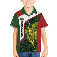 Personalised PNG Chimbu Province Family Matching Puletasi and Hawaiian Shirt Bird of Paradise Tattoo Flag Motif - Polynesian Pride