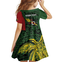 Personalised PNG Chimbu Province Family Matching Short Sleeve Bodycon Dress and Hawaiian Shirt Bird of Paradise Tattoo Flag Motif - Polynesian Pride