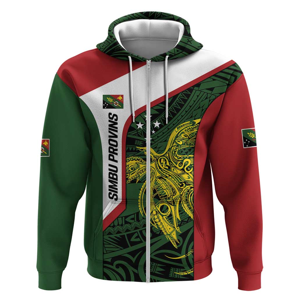 Personalised PNG Chimbu Province Hoodie Bird of Paradise Tattoo Flag Motif - Polynesian Pride