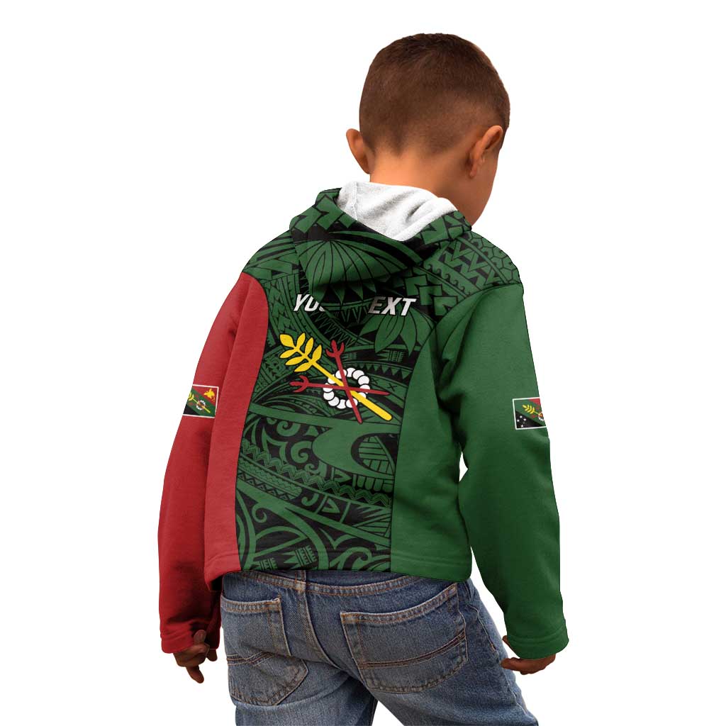 Personalised PNG Chimbu Province Kid Hoodie Bird of Paradise Tattoo Flag Motif - Polynesian Pride