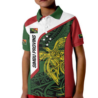 Personalised PNG Chimbu Province Kid Polo Shirt Bird of Paradise Tattoo Flag Motif - Polynesian Pride