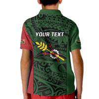 Personalised PNG Chimbu Province Kid Polo Shirt Bird of Paradise Tattoo Flag Motif - Polynesian Pride