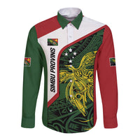 Personalised PNG Chimbu Province Long Sleeve Button Shirt Bird of Paradise Tattoo Flag Motif - Polynesian Pride