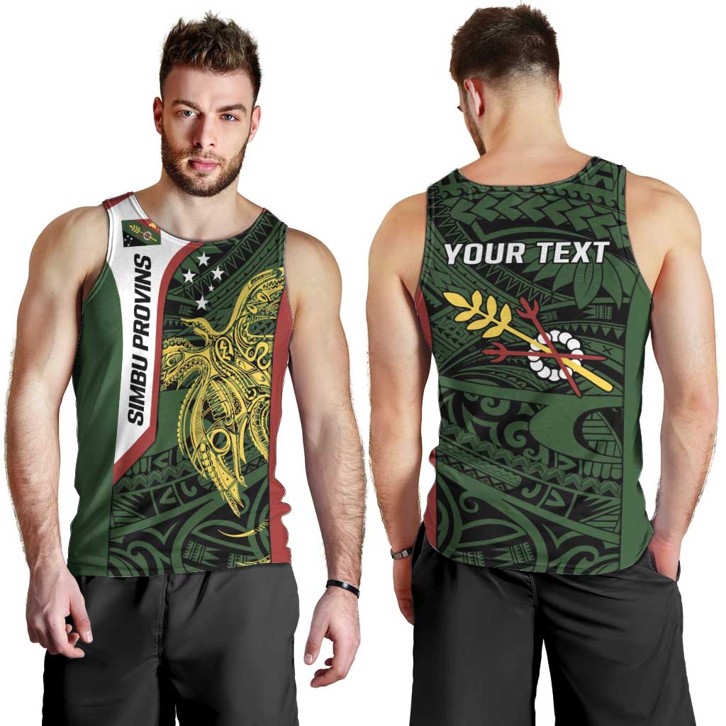 Personalised PNG Chimbu Province Men Tank Top Bird of Paradise Tattoo Flag Motif LT9 - Polynesian Pride