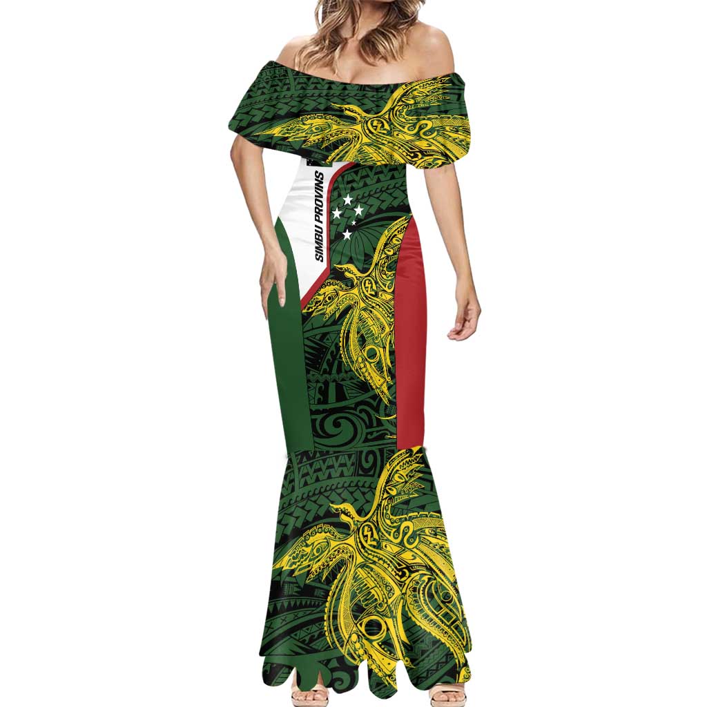 Personalised PNG Chimbu Province Mermaid Dress Bird of Paradise Tattoo Flag Motif LT9 - Polynesian Pride