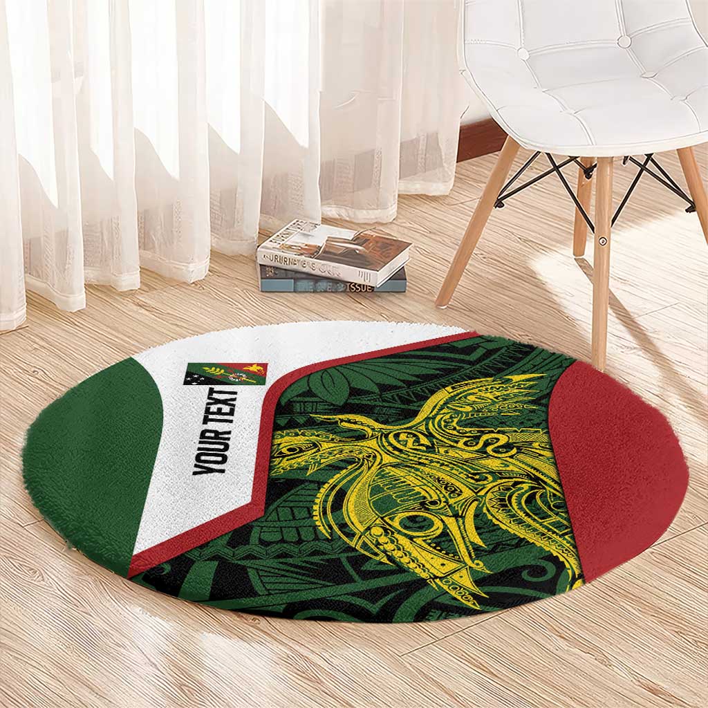 Personalised PNG Chimbu Province Round Carpet Bird of Paradise Tattoo Flag Motif - Polynesian Pride