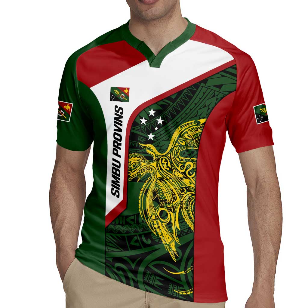 Personalised PNG Chimbu Province Rugby Jersey Bird of Paradise Tattoo Flag Motif - Polynesian Pride