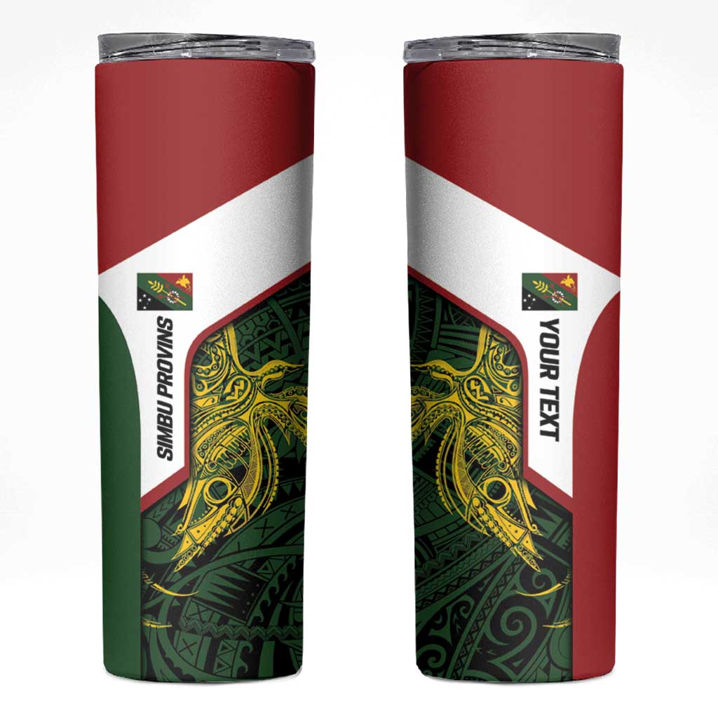 Personalised PNG Chimbu Province Skinny Tumbler Bird of Paradise Tattoo Flag Motif - Polynesian Pride