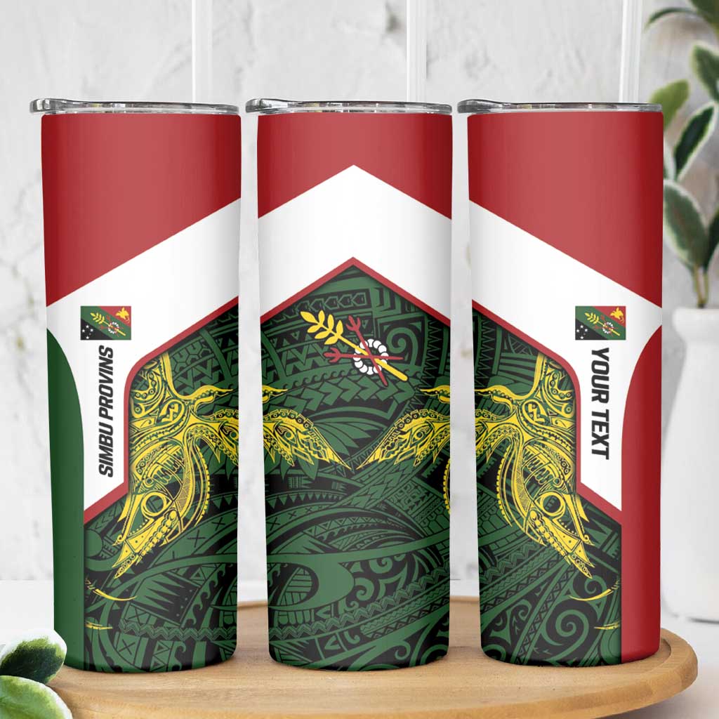 Personalised PNG Chimbu Province Skinny Tumbler Bird of Paradise Tattoo Flag Motif - Polynesian Pride