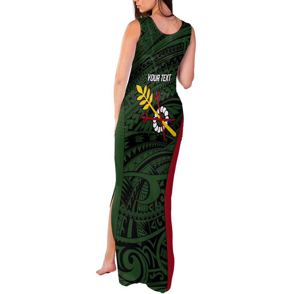 Personalised PNG Chimbu Province Tank Maxi Dress Bird of Paradise Tattoo Flag Motif - Polynesian Pride