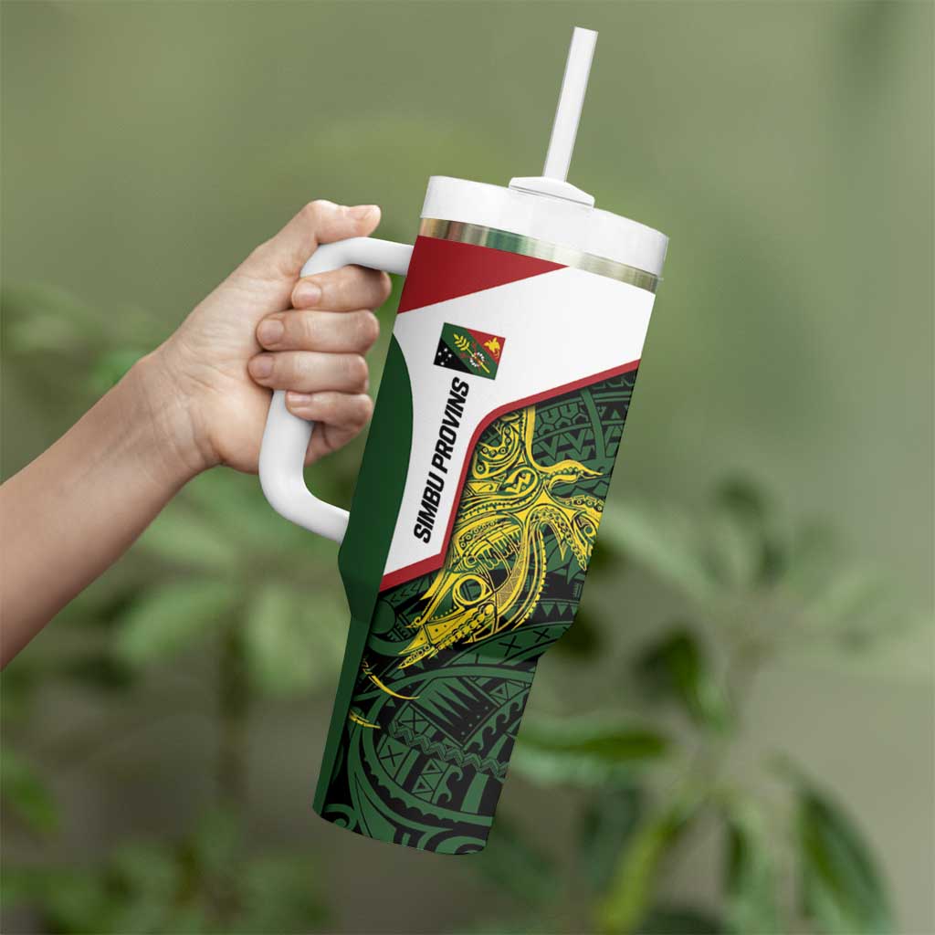 Personalised PNG Chimbu Province Tumbler With Handle Bird of Paradise Tattoo Flag Motif - Polynesian Pride