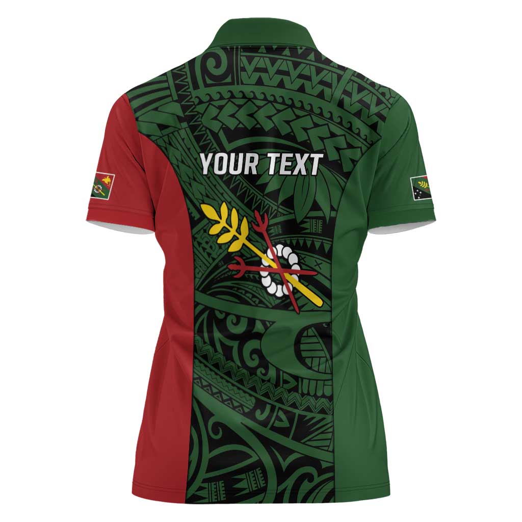 Personalised PNG Chimbu Province Women Polo Shirt Bird of Paradise Tattoo Flag Motif - Polynesian Pride