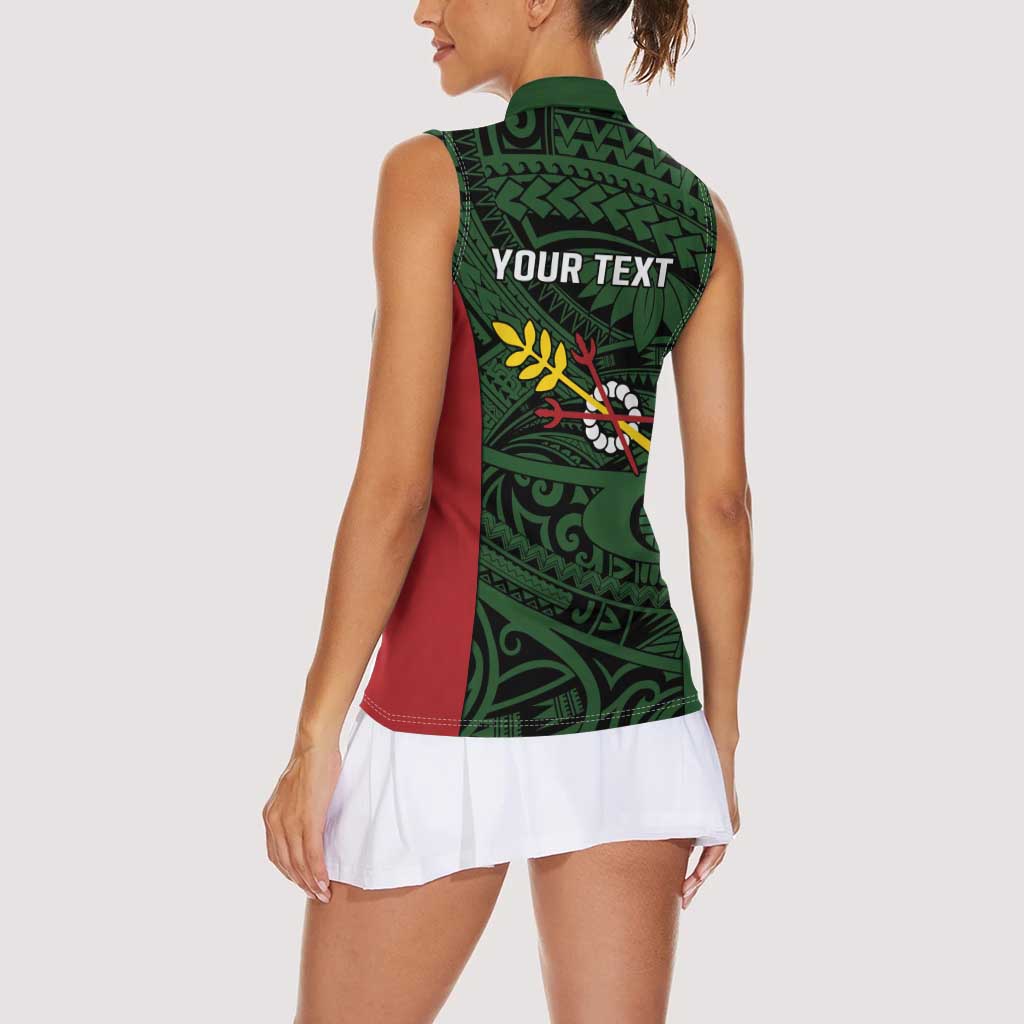 Personalised PNG Chimbu Province Women Sleeveless Polo Shirt Bird of Paradise Tattoo Flag Motif - Polynesian Pride