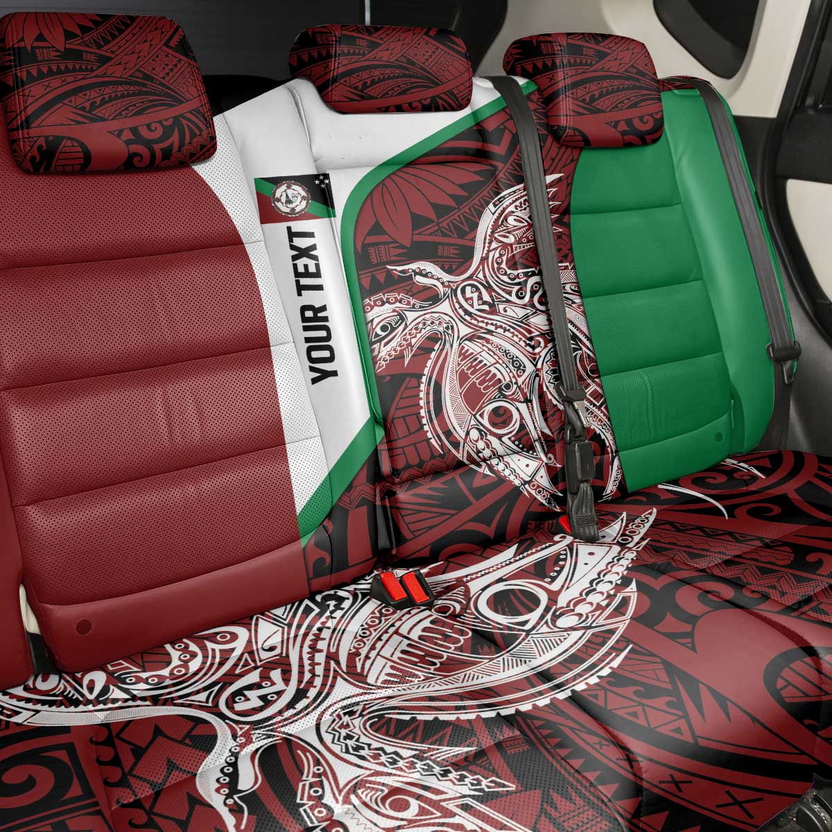 Personalised PNG East New Britain Province Back Car Seat Cover Bird of Paradise Tattoo Flag Motif - Polynesian Pride