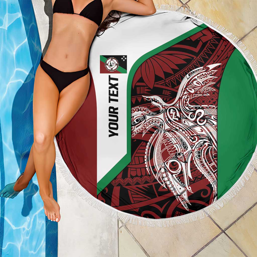 Personalised PNG East New Britain Province Beach Blanket Bird of Paradise Tattoo Flag Motif - Polynesian Pride
