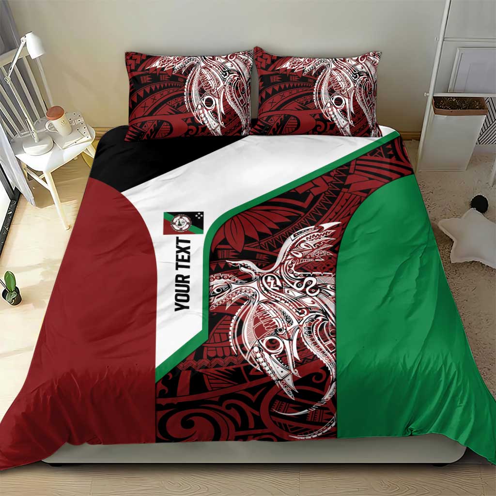 Personalised PNG East New Britain Province Bedding Set Bird of Paradise Tattoo Flag Motif - Polynesian Pride