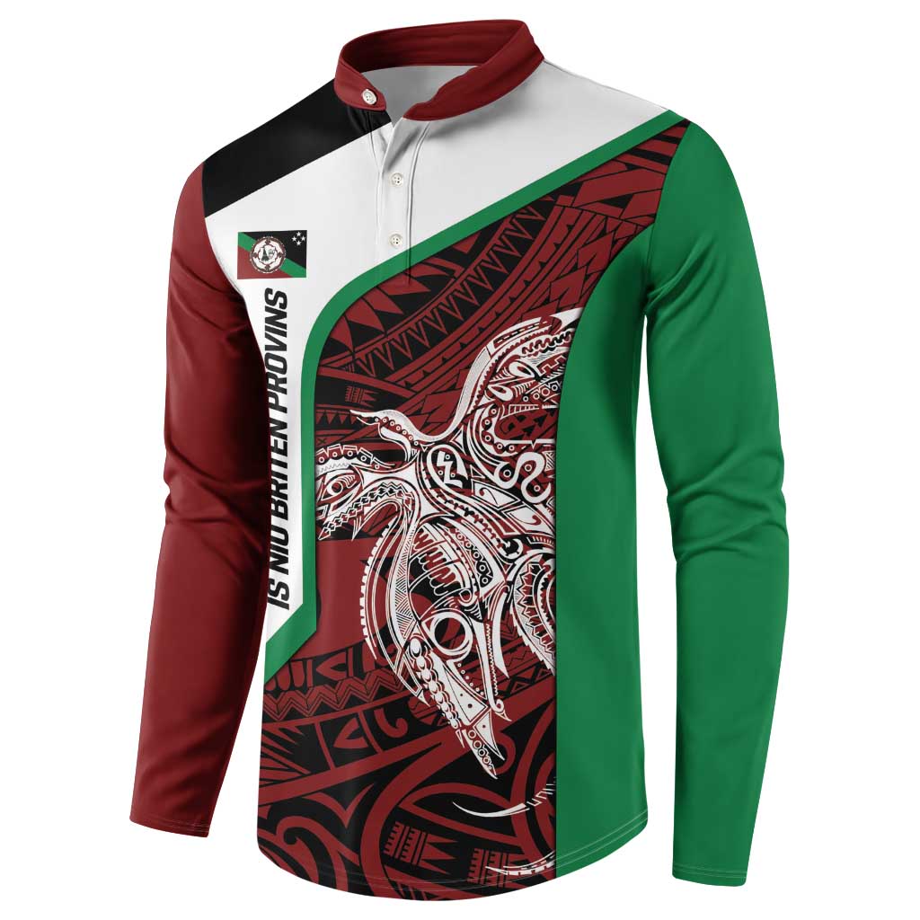 Personalised PNG East New Britain Province Button Sweatshirt Bird of Paradise Tattoo Flag Motif - Polynesian Pride